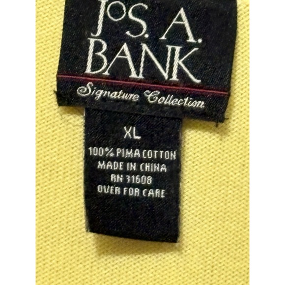 Jos A Bank Men's Light Yellow 100% Pima Cotton V Neck‎ Sweater XL - Picture 5 of 6